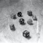 black and white dice on counter
