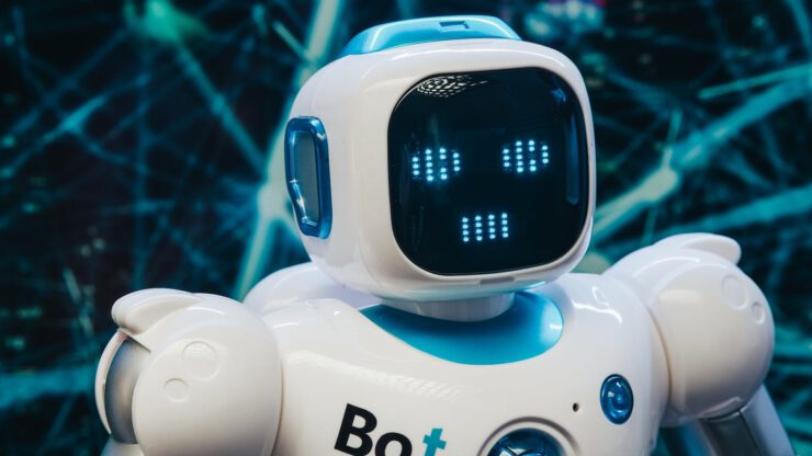 close up photo of toy bot